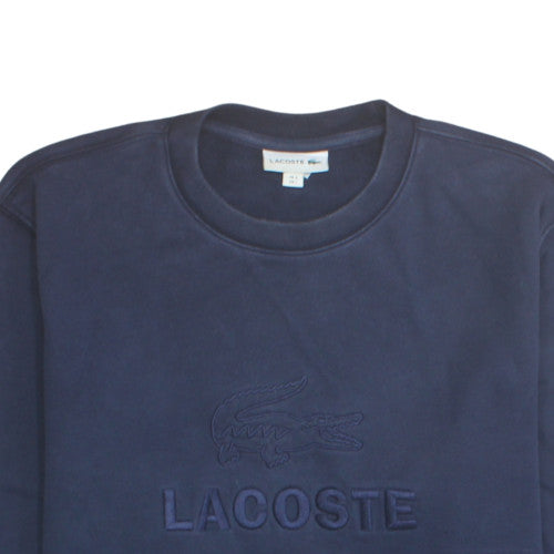 Lacoste Women's Navy Blue Cotton Logo Crew Neck Sweatshirt Size L