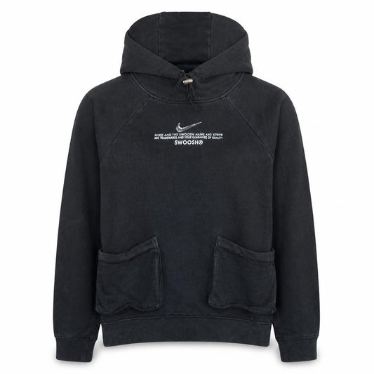Front view of Nike women’s black small pullover hoodie sweatshirt with front pockets