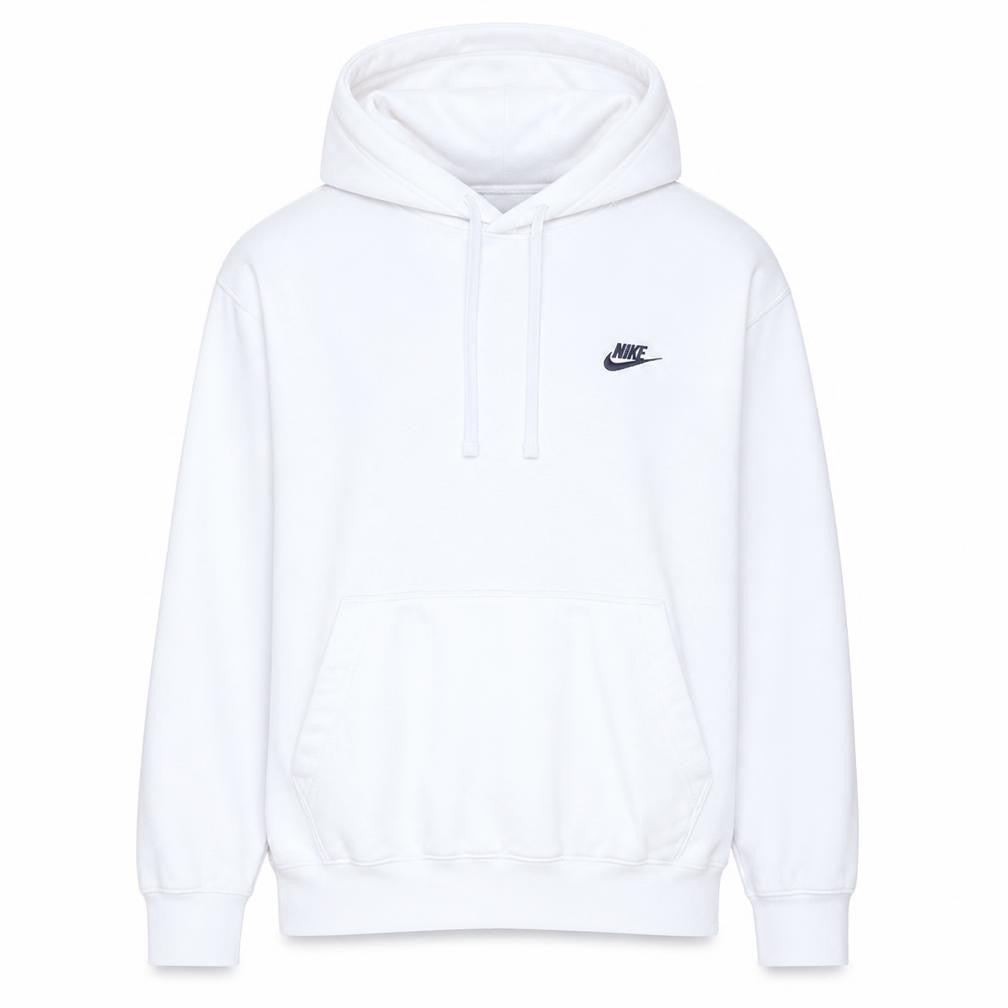 Nike Men's White Pullover Hoodie M Fleece Logo Sportswear