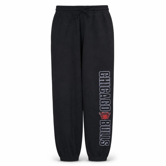 Front view of Primark Women Black Chicago Bulls Sweatpants S Fleece Joggers