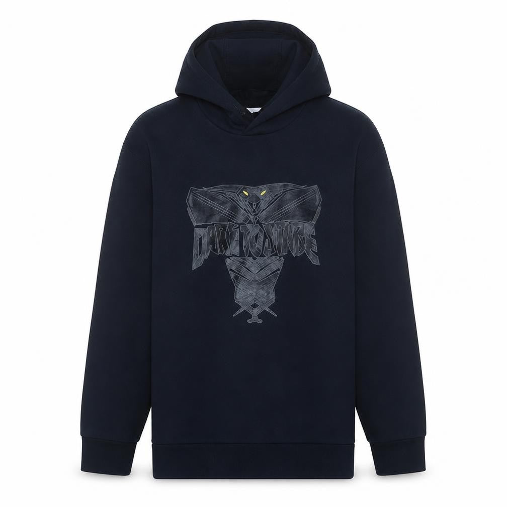 Front view of Adidas Men's Black Pullover Hoodie M Graphic Print Sportswear
