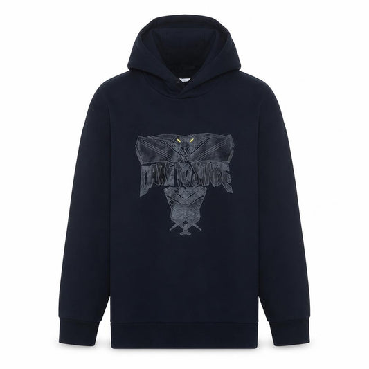 Front view of Adidas Men's Black Pullover Hoodie M Graphic Print Sportswear
