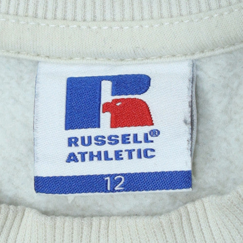 Russell Athletic Women's Ivory Crew Neck Pullover Sweatshirt Size 12
