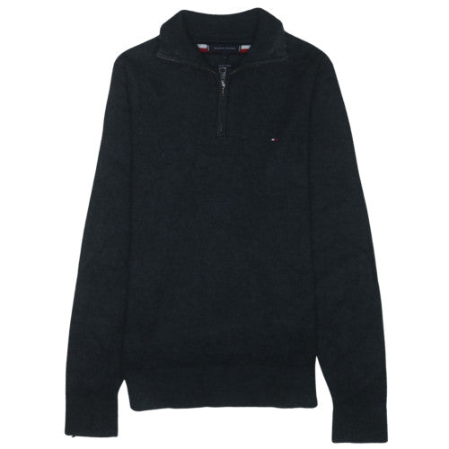 Tommy Hilfiger Men's Black M 1/4 Zip High Neck Wool Blend Jumper