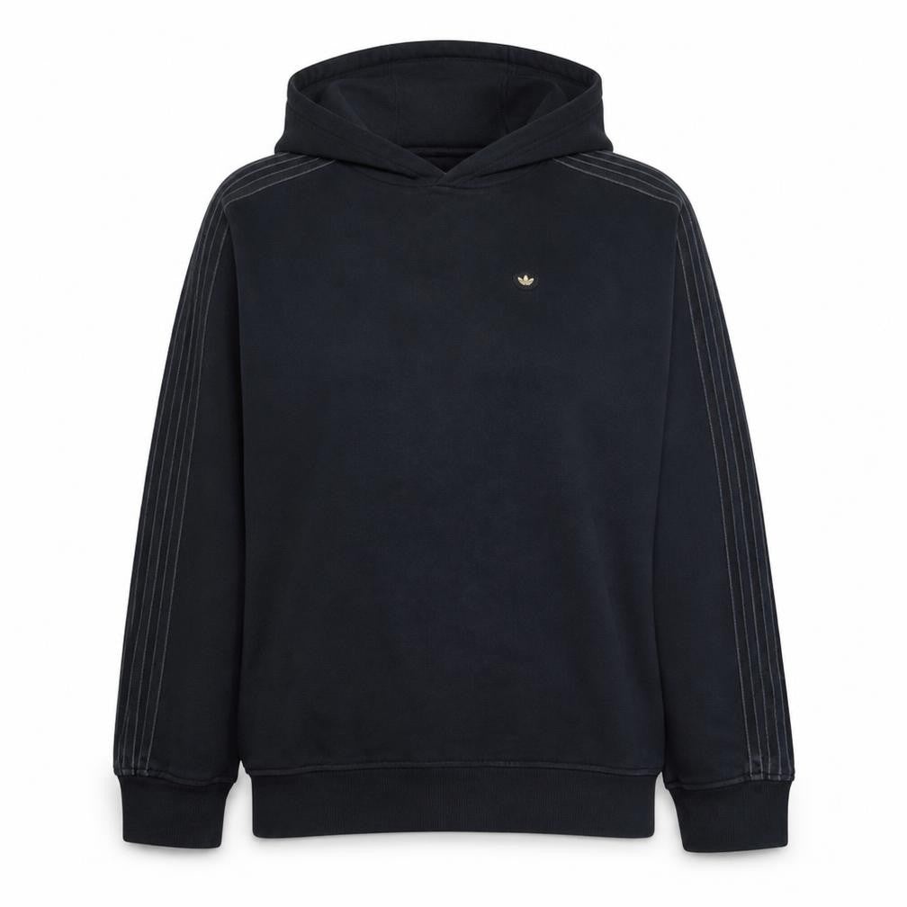 Front view of Adidas Women Black Hoodie, size 8, Pullover Hooded Sweatshirt
