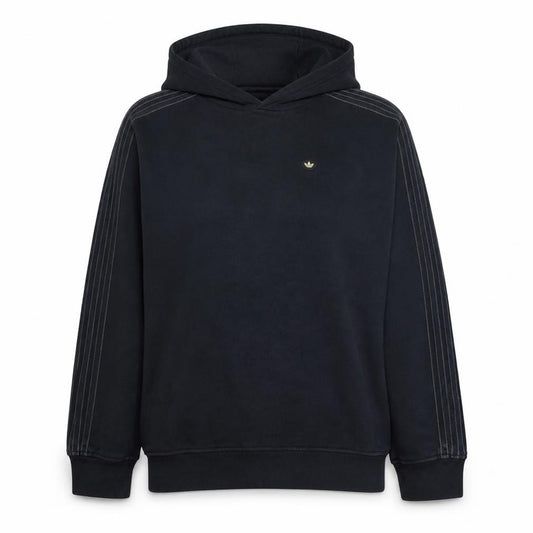 Front view of Adidas Women Black Hoodie, size 8, Pullover Hooded Sweatshirt