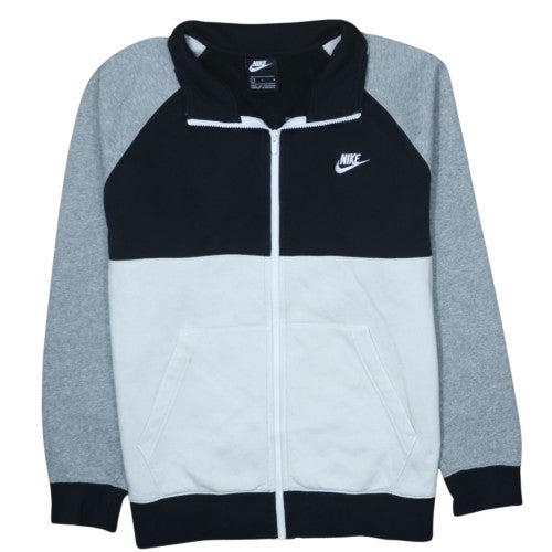 Nike Men’s Black Grey Full Zip Sweatshirt L Fleece Logo Jacket