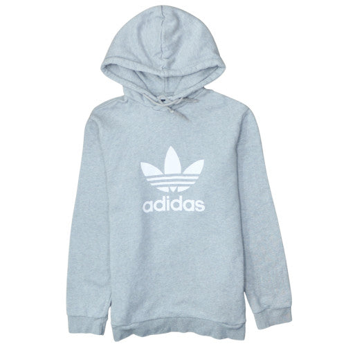 Adidas Womens Grey Pullover Hoodie Small Hooded Logo Sweatshirt