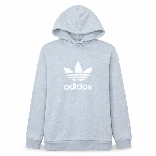 Front view of Adidas women’s grey pullover hoodie small hooded logo sweatshirt