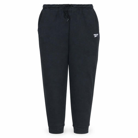 Front view of Reebok women’s black xl jogger fleece sweatpants with logo