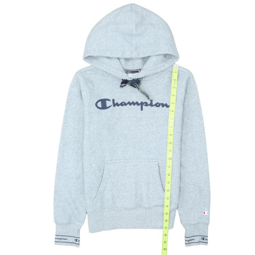 Champion Womens Grey Pullover Hoodie XS Cotton Blend Logo Casual