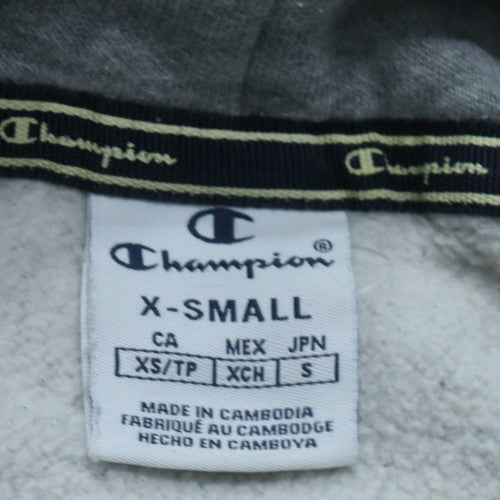 Champion Womens Grey Pullover Hoodie XS Cotton Blend Logo Casual