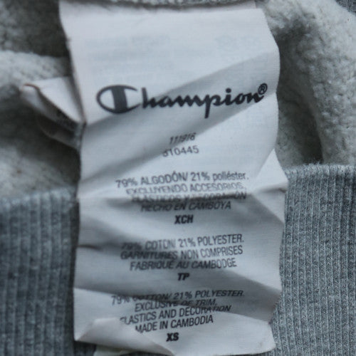 Champion Womens Grey Pullover Hoodie XS Cotton Blend Logo Casual