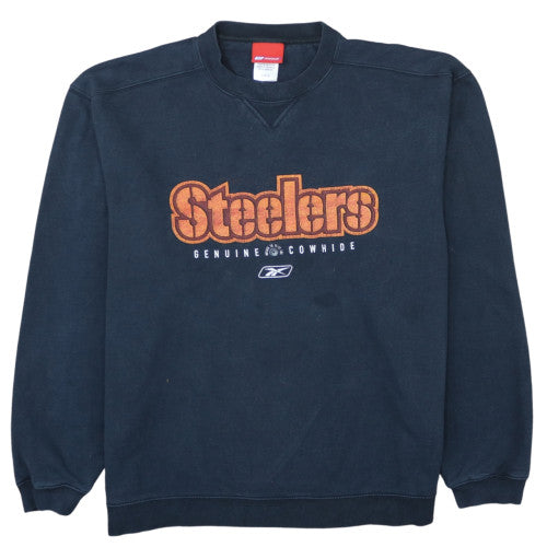 Reebok Mens Black Steelers Graphic Crew Neck Sweatshirt L