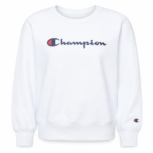Front view of Champion Women White Medium Pullover Sweatshirt Cotton Logo