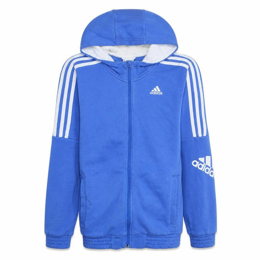 Front view of Adidas Men's Blue Full Zip Hoodie Small Fleece Sportswear