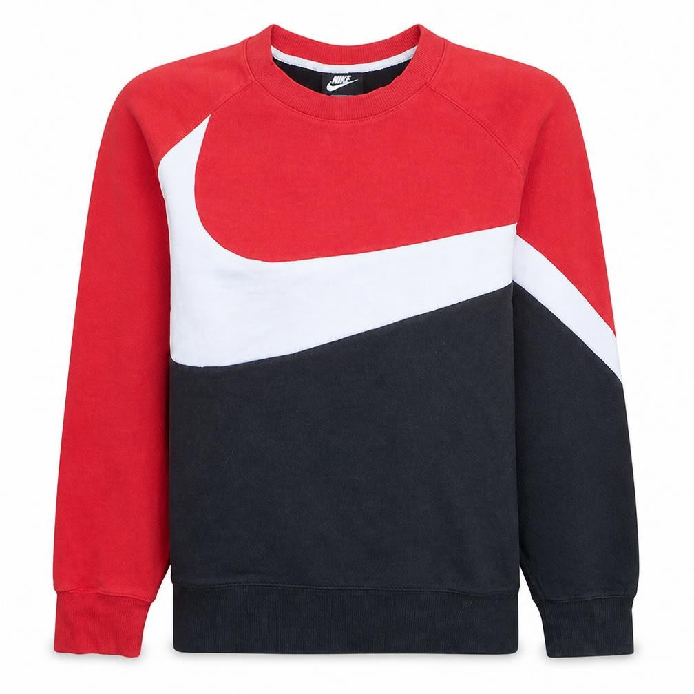 Front view of Nike Men's Red Black White Pullover Crew Neck Sweatshirt, size L