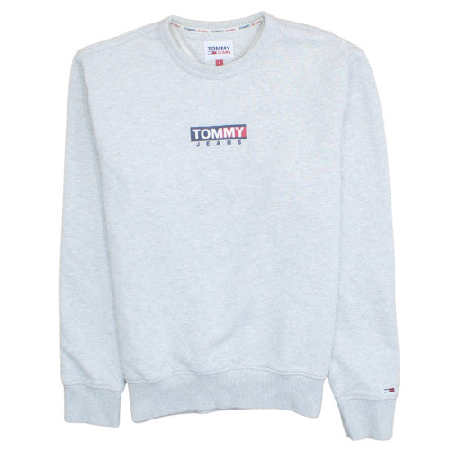Tommy Jeans Men's Grey Crew Neck Cotton Pullover Sweatshirt S