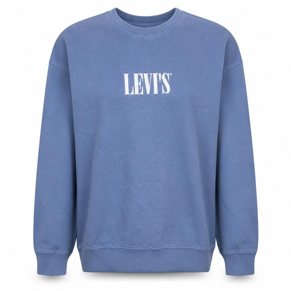 Front view of Levi's Men's Blue XL Relaxed Fit Logo Crew Neck Sweatshirt