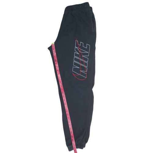 Nike Men's Black Logo Sweatpants M Regular Fit Fleece Tapered