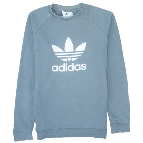 Adidas Mens Blue Logo Crew Neck Pullover Sweatshirt Size M
