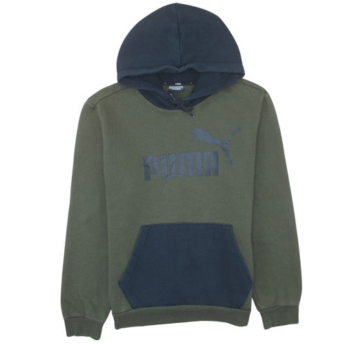 Puma Men’s Green Pullover Hoodie Small Logo Fleece Sweatshirt
