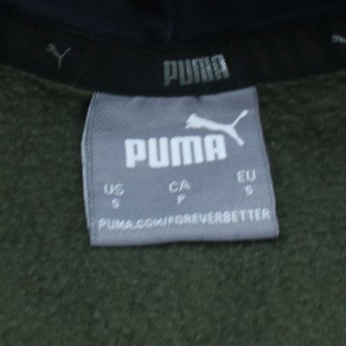 Puma Men’s Green Pullover Hoodie Small Logo Fleece Sweatshirt