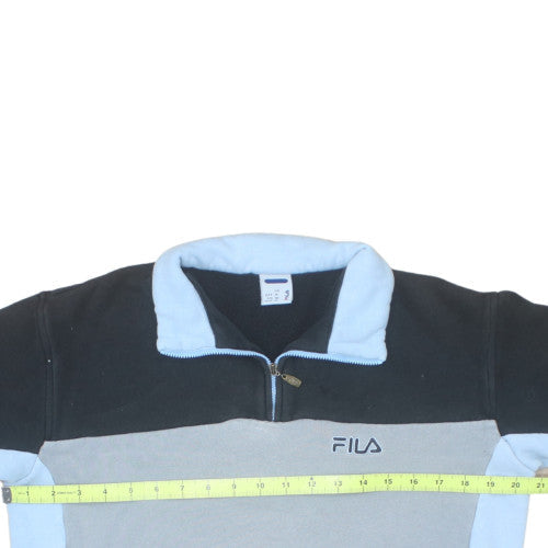 Fila Mens Grey Blue 1/4 Zip Fleece Sweatshirt Size 14 Teens