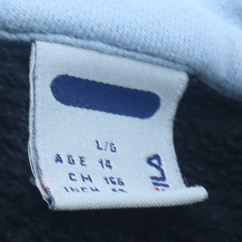 Fila Mens Grey Blue 1/4 Zip Fleece Sweatshirt Size 14 Teens