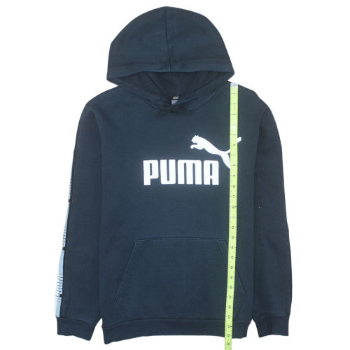 Puma Men's Black Small Pullover Hoodie with Logo Print