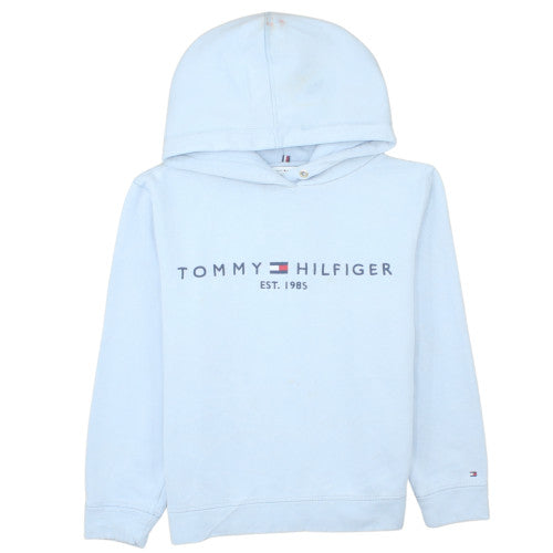 Tommy Hilfiger Womens Light Blue XS Pullover Hoodie Logo Cotton Blend