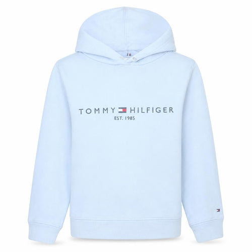 Tommy Hilfiger Womens Light Blue XS Pullover Hoodie Logo Cotton Blend