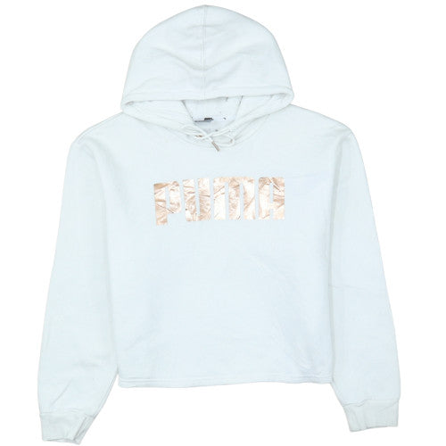 Puma Men's White Pullover Hoodie L Sports Fleece Graphic Logo