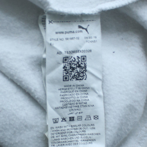 Puma Men's White Pullover Hoodie L Sports Fleece Graphic Logo