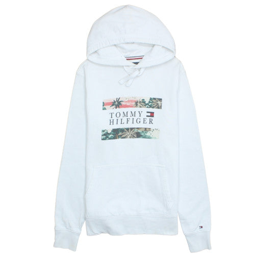 Tommy Hilfiger Womens White Pullover Hoodie Small Organic Cotton