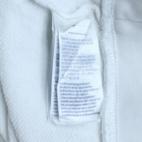 Tommy Hilfiger Womens White Pullover Hoodie Small Organic Cotton