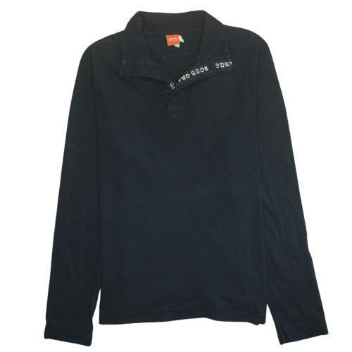 Hugo Boss Men's Black XL Henley Sweatshirt Long Sleeve Cotton