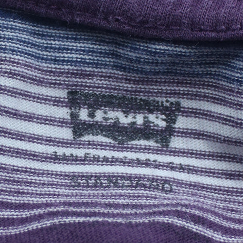 Levi's Mens Blue Striped Crew Neck Cotton T-Shirt Size M
