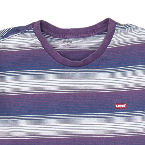 Levi's Mens Blue Striped Crew Neck Cotton T-Shirt Size M