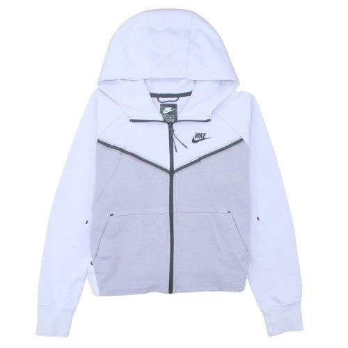 Nike Womens White Grey Full Zip Hoodie XS - Athletic Fit