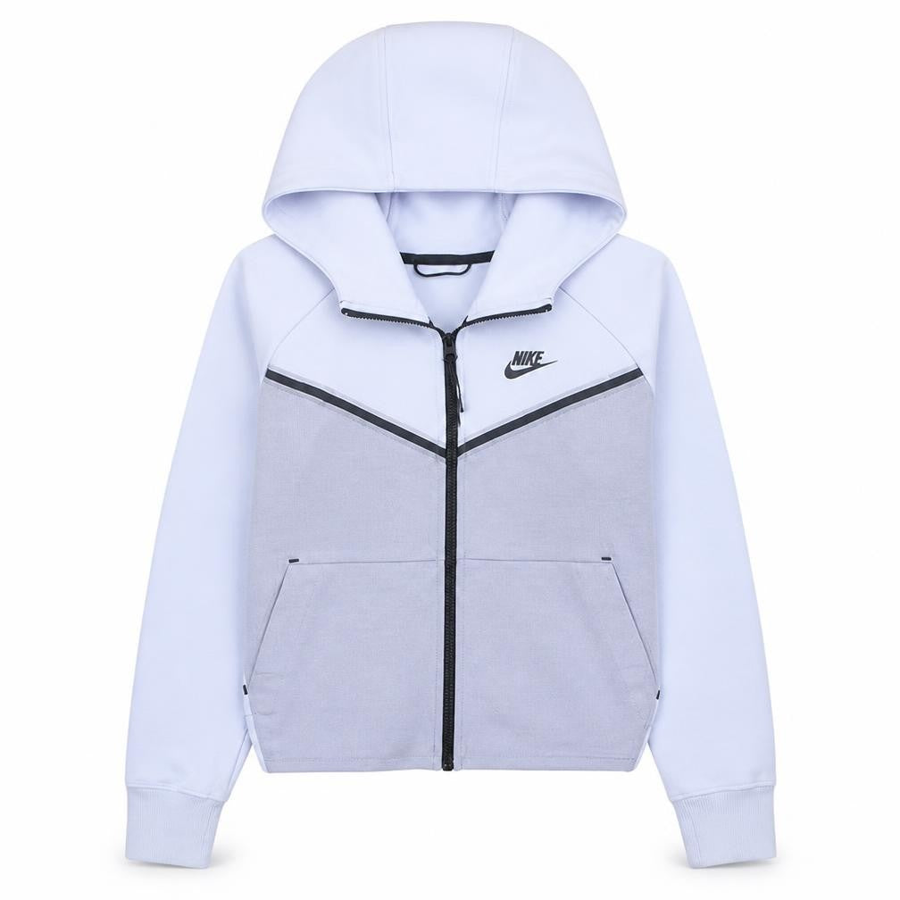 Nike Womens White Grey Full Zip Hoodie XS - Athletic Fit