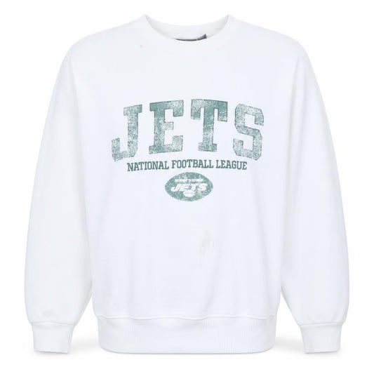 Front view of Primark Women White NFL Jets Graphic Pullover Sweatshirt, size S