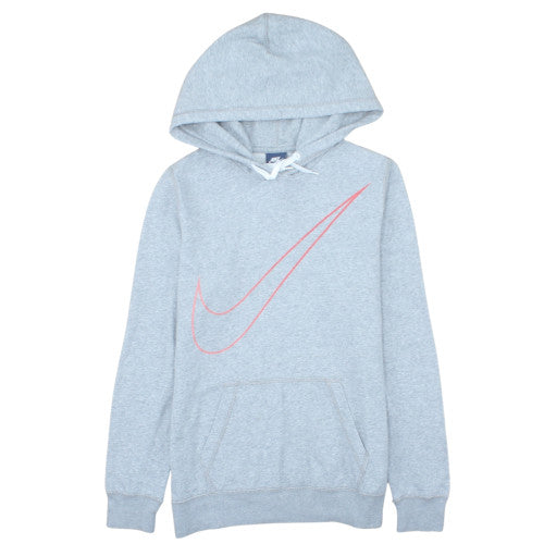 Nike Women Grey Hooded Pullover Hoodie L Cotton Blend