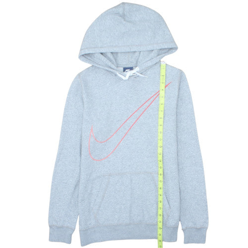 Nike Women Grey Hooded Pullover Hoodie L Cotton Blend