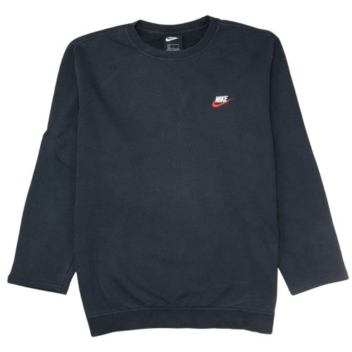 Nike Mens Black L Sweatshirt Crew Neck Cotton Blend Classic Style
