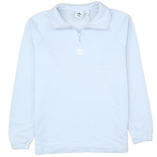 Adidas Men's White 1/4 Zip Sweatshirt Size M Pullover Cotton Blend