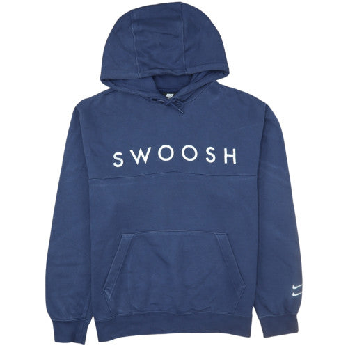 Nike Women's Blue Pullover Hoodie L Swoosh Logo Cotton Blend