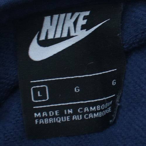 Nike Women's Blue Pullover Hoodie L Swoosh Logo Cotton Blend