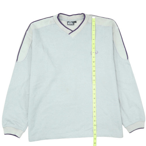 Quiksilver Men’s Grey V-Neck Pullover Sweatshirt L Vintage Surf Style