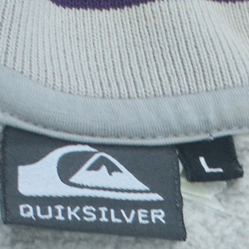 Quiksilver Men’s Grey V-Neck Pullover Sweatshirt L Vintage Surf Style